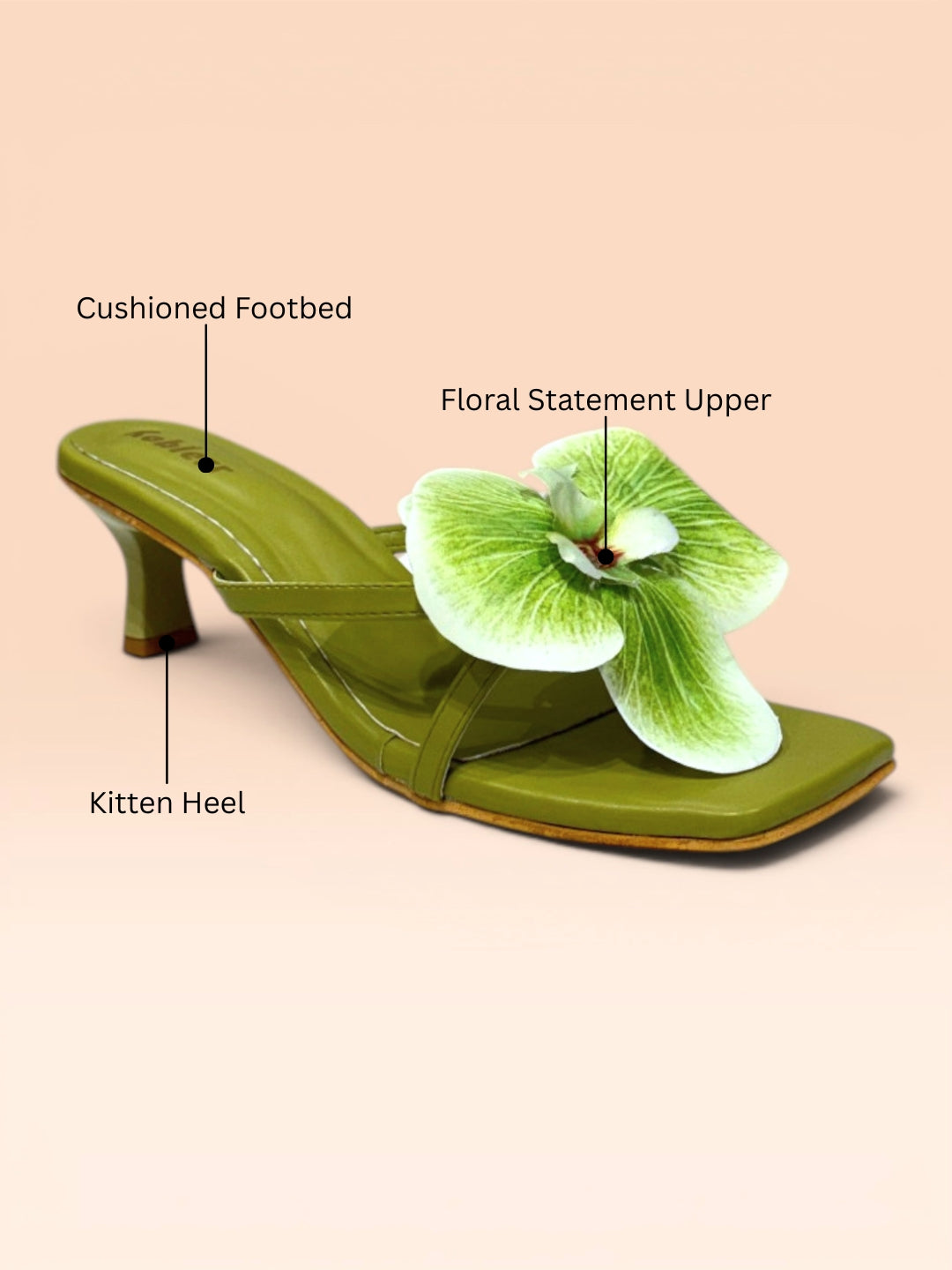 Green Orchid Kitten Heels