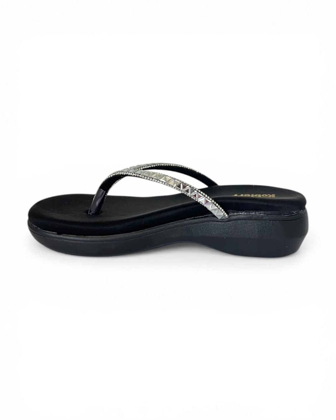 Black Embellished Comfort Sandals