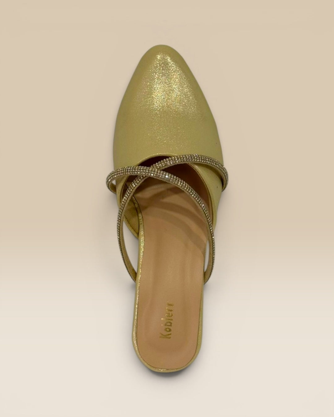 Gold Block Heel Mules