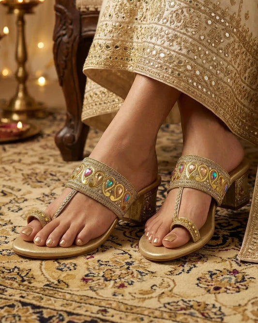 Embellished Toe-Ring Sandals