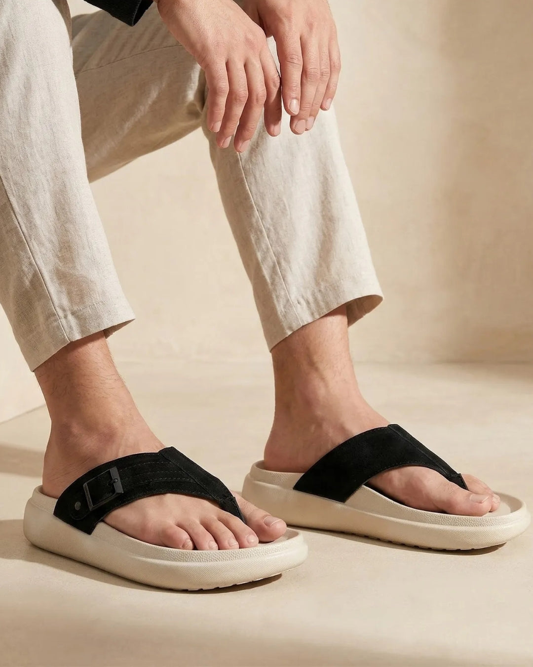Men's Black Thong Sandals