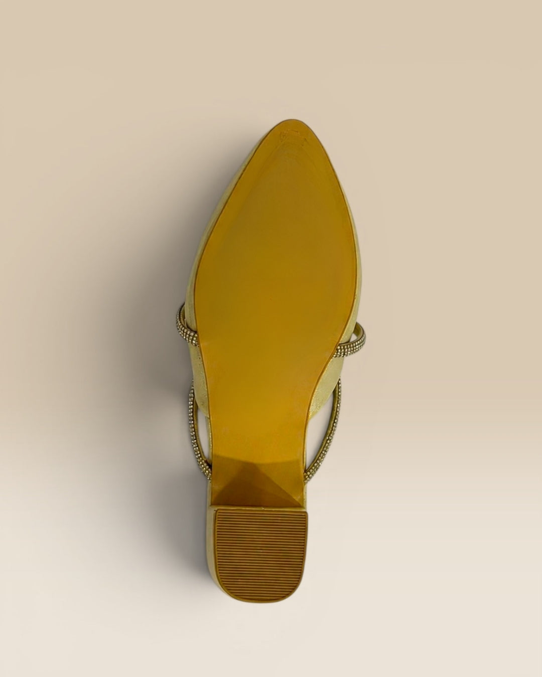 Gold Block Heel Mules