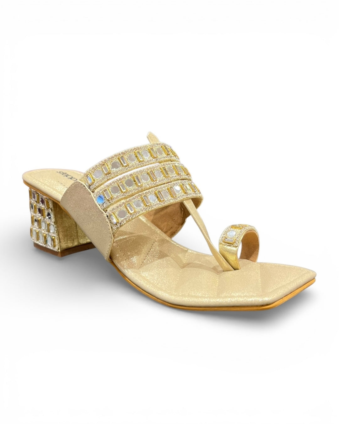 Embellished Ethnic Block Sandals