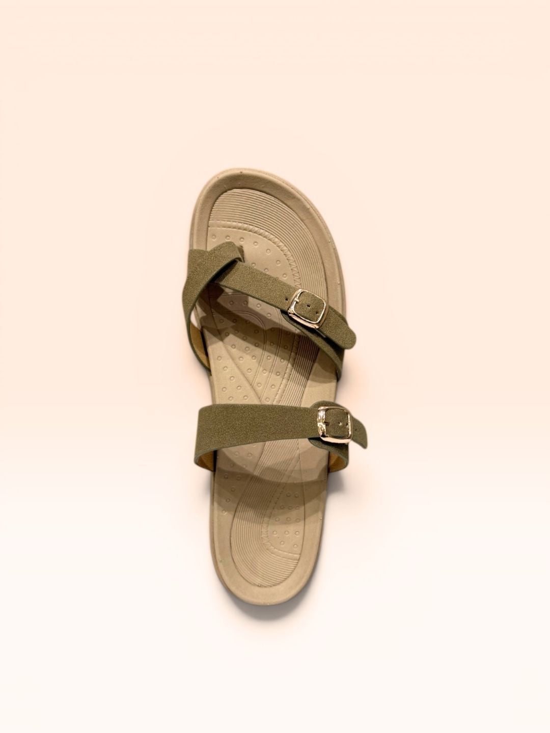 Olive Double Buckle wedges