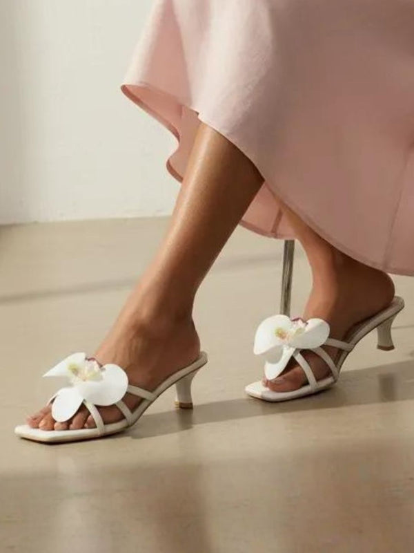 White Pearl Orchid Heels
