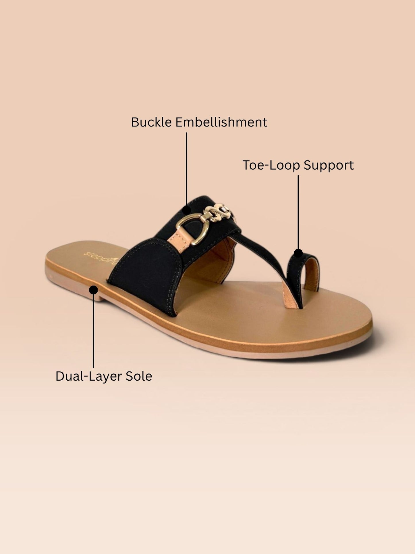 Black Toe-ring Flats