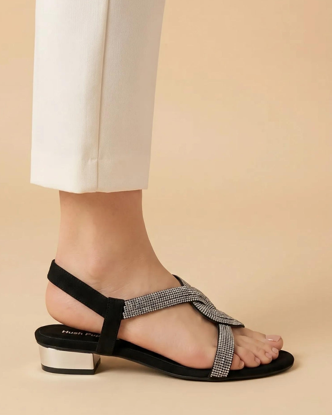 Black Embellished Ethnic Heels