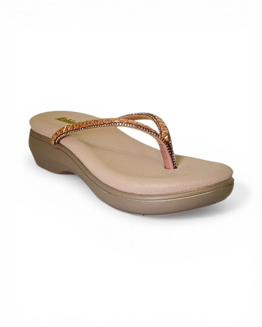 Peach Embellished Comfort Sandals
