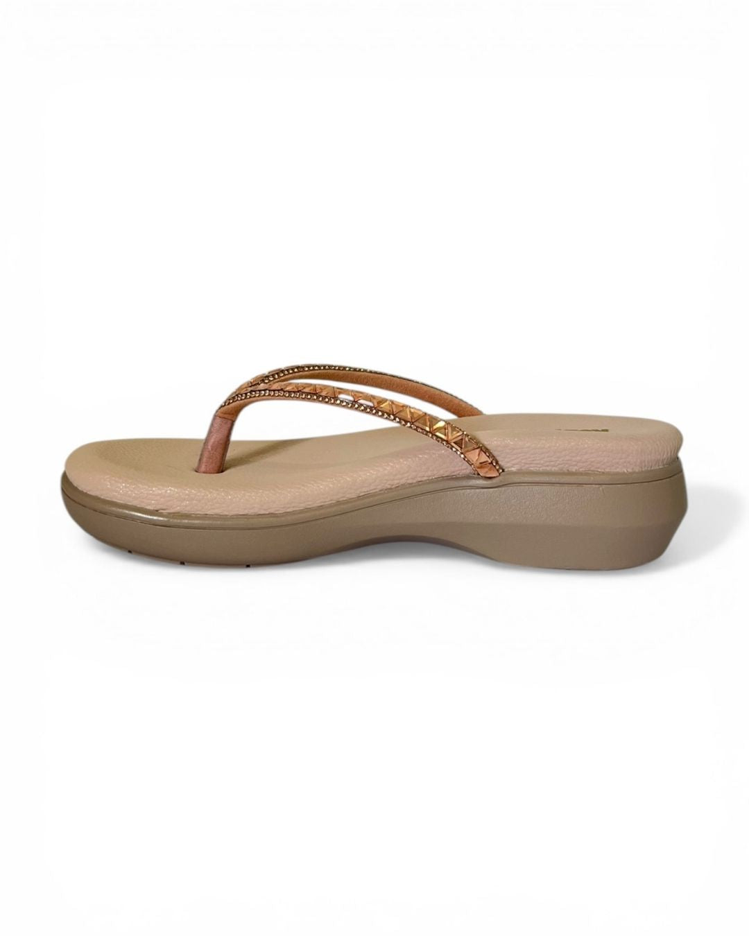 Peach Embellished Comfort Sandals