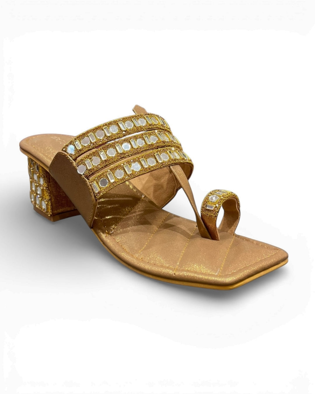 Embellished Ethnic Block Sandals
