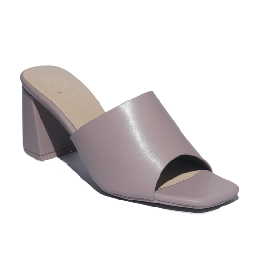 Lilac Solid Slide Block Heel