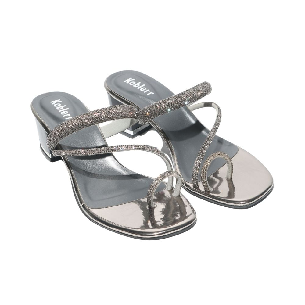 Silver Studded Toe-ring Heels