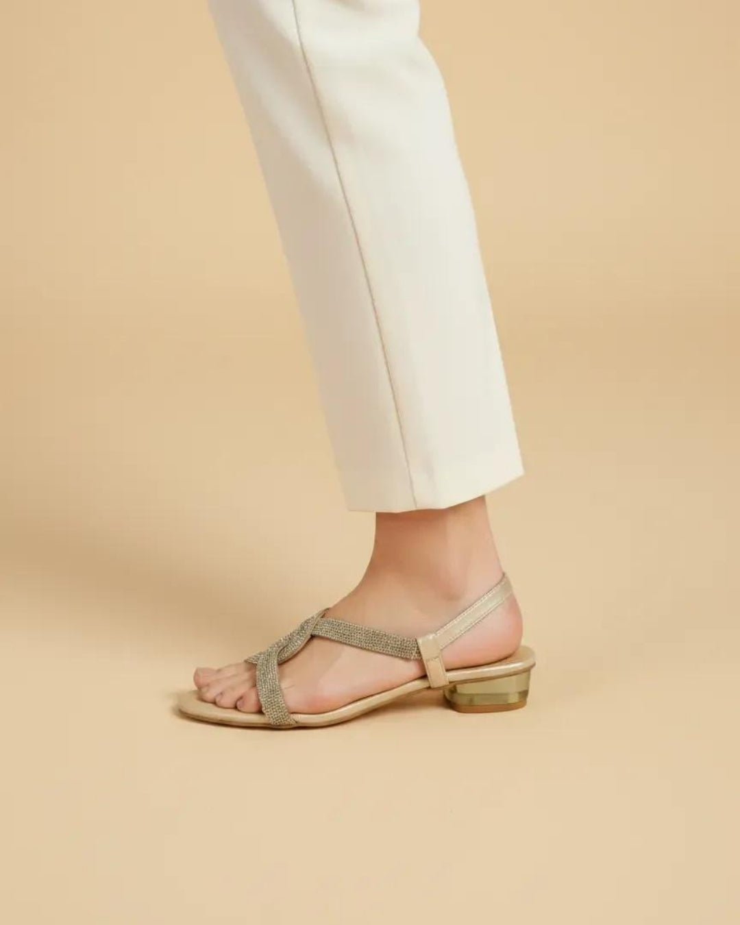 Rose Gold Embellished Ethnic Heels