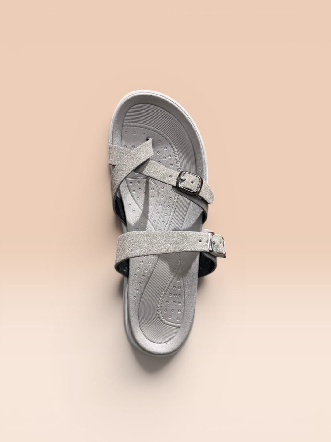 Grey Double Buckle wedges
