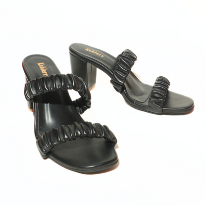 Ruffle Strap Block Heel