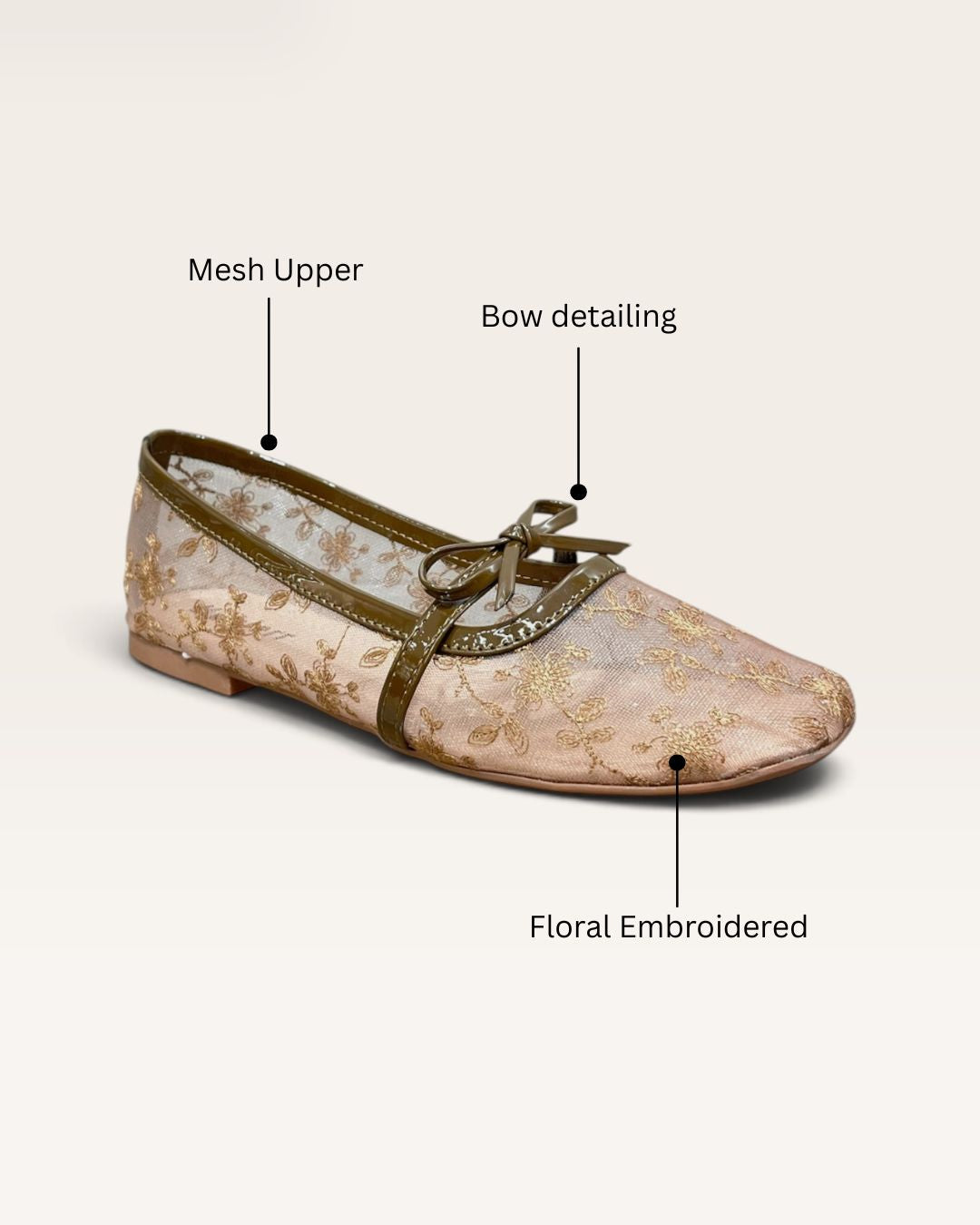 Floral Mesh Ballet in Beige