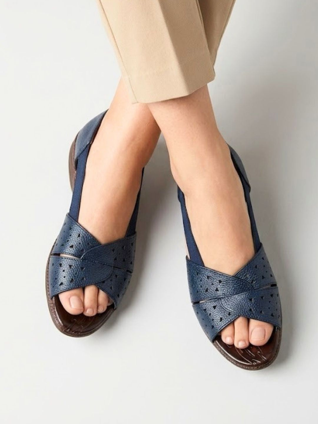 Blue women Cross strap sandals