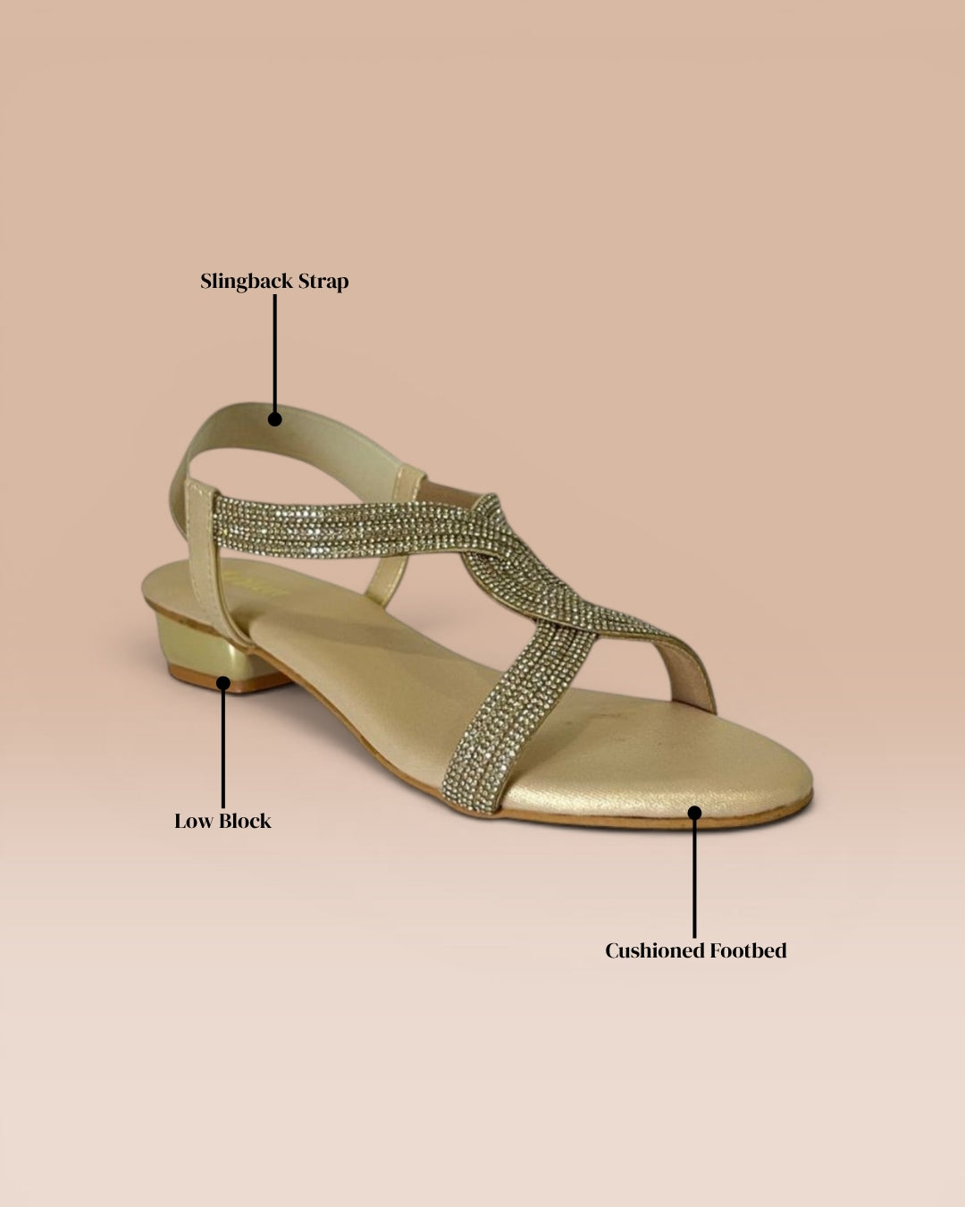 Rose Gold Embellished Ethnic Heels