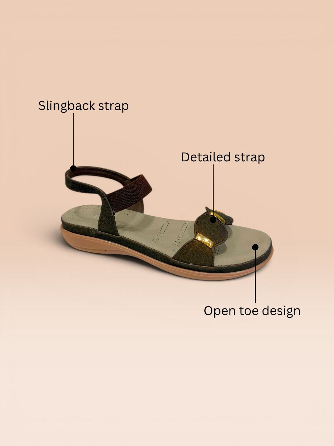 Brown Buckle Comfort Sandals