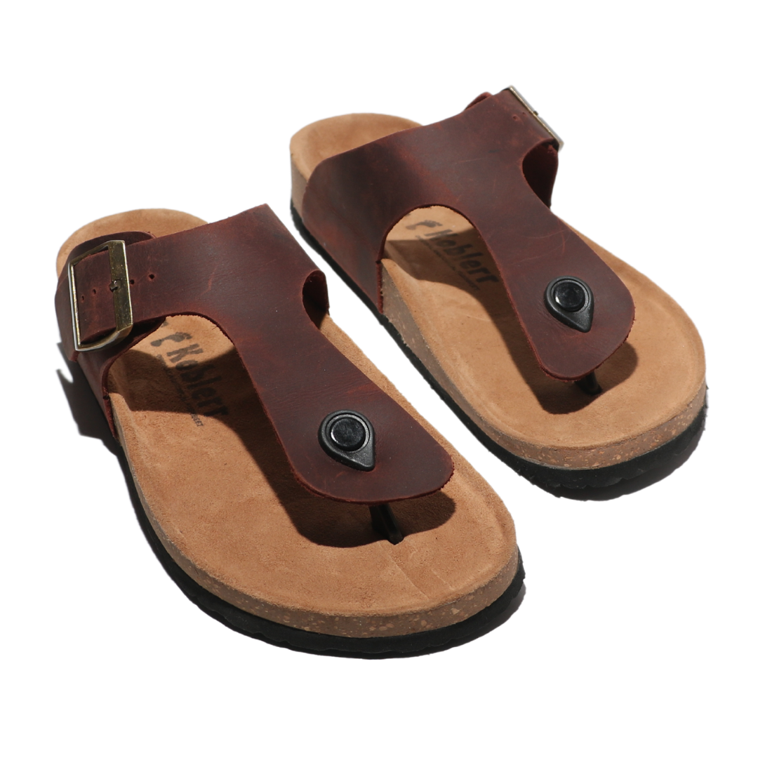 Men's T-Strap  Sandals in Brown