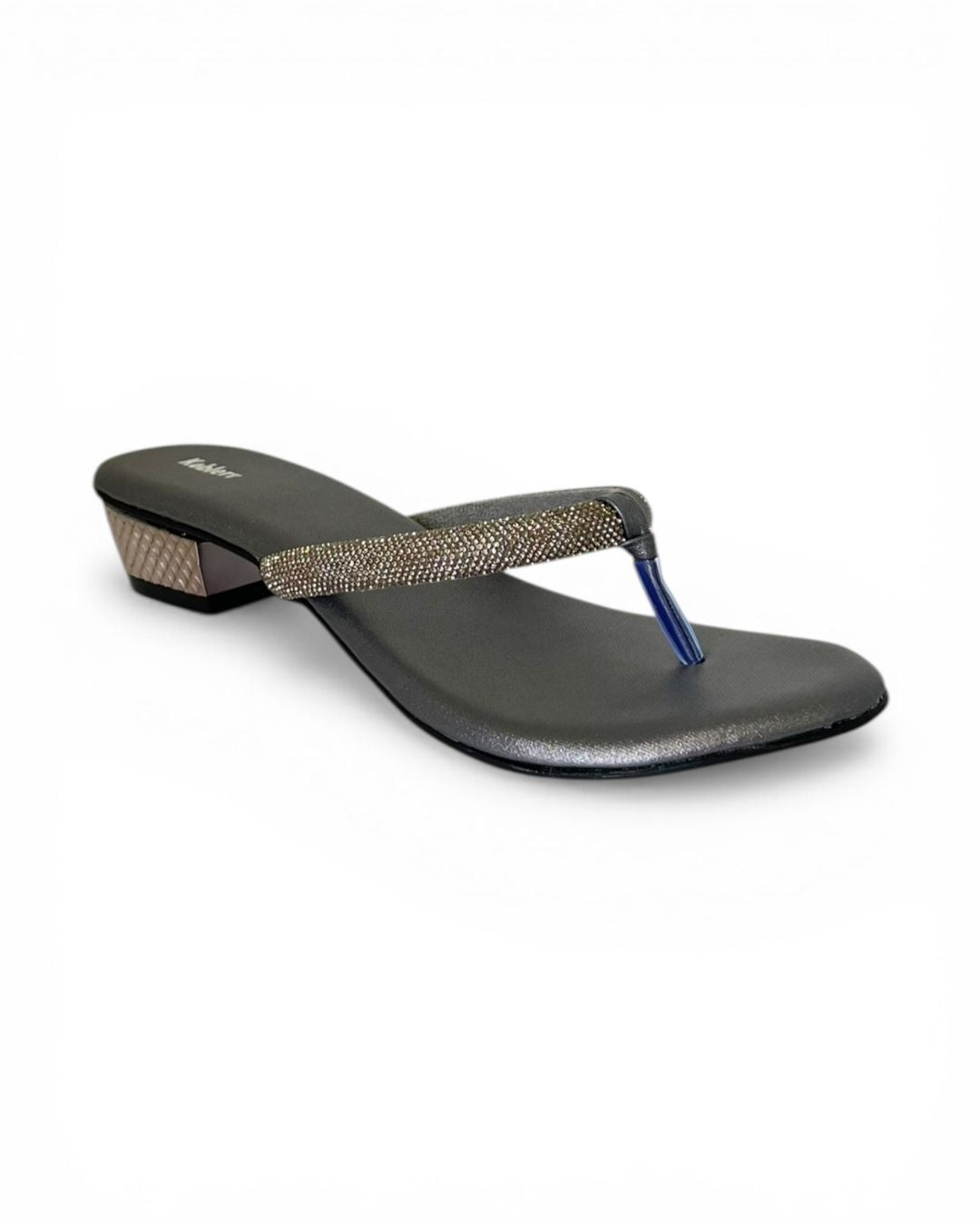Grey Ethnic Heel Sandals