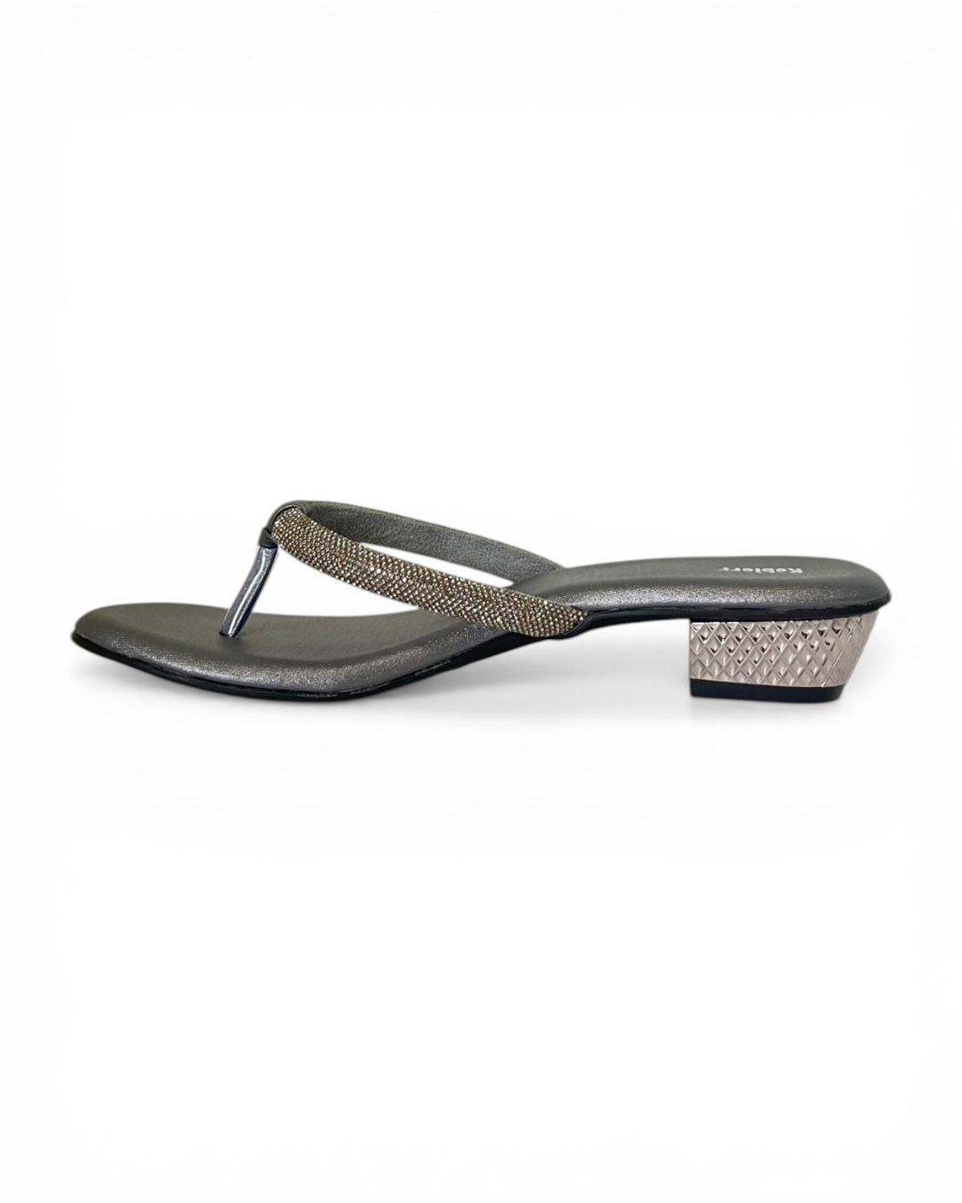 Grey Ethnic Heel Sandals