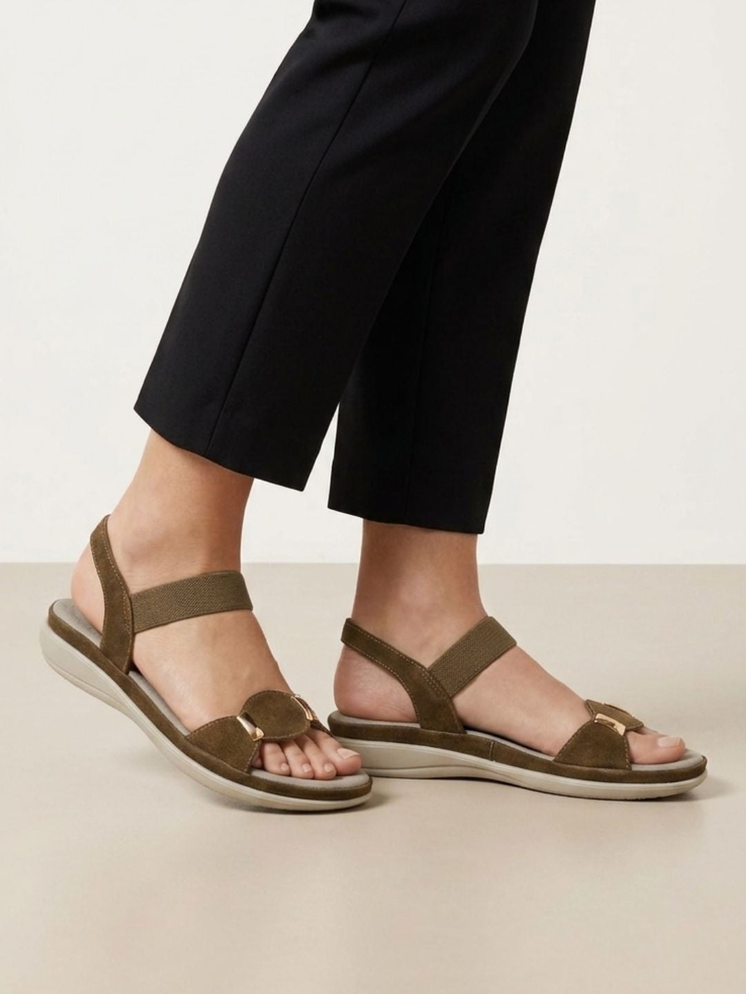 Olive Buckle Comfort Sandals