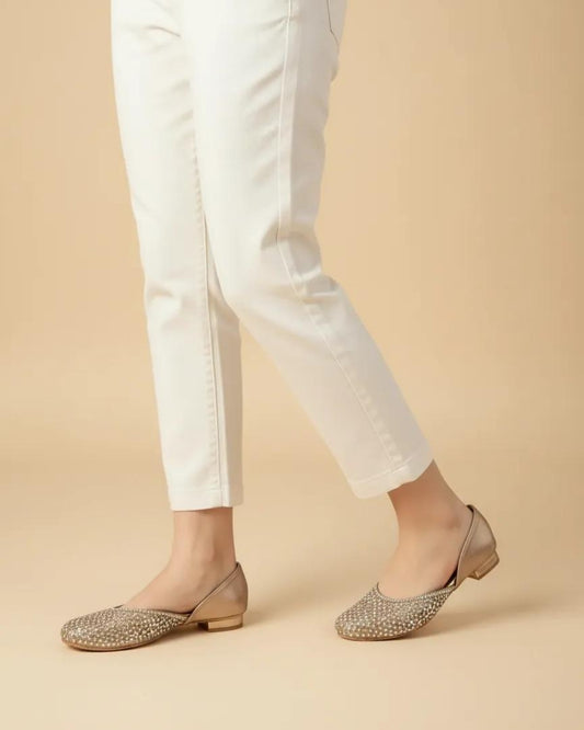 Rose Gold Embellished Block Heel Sandals