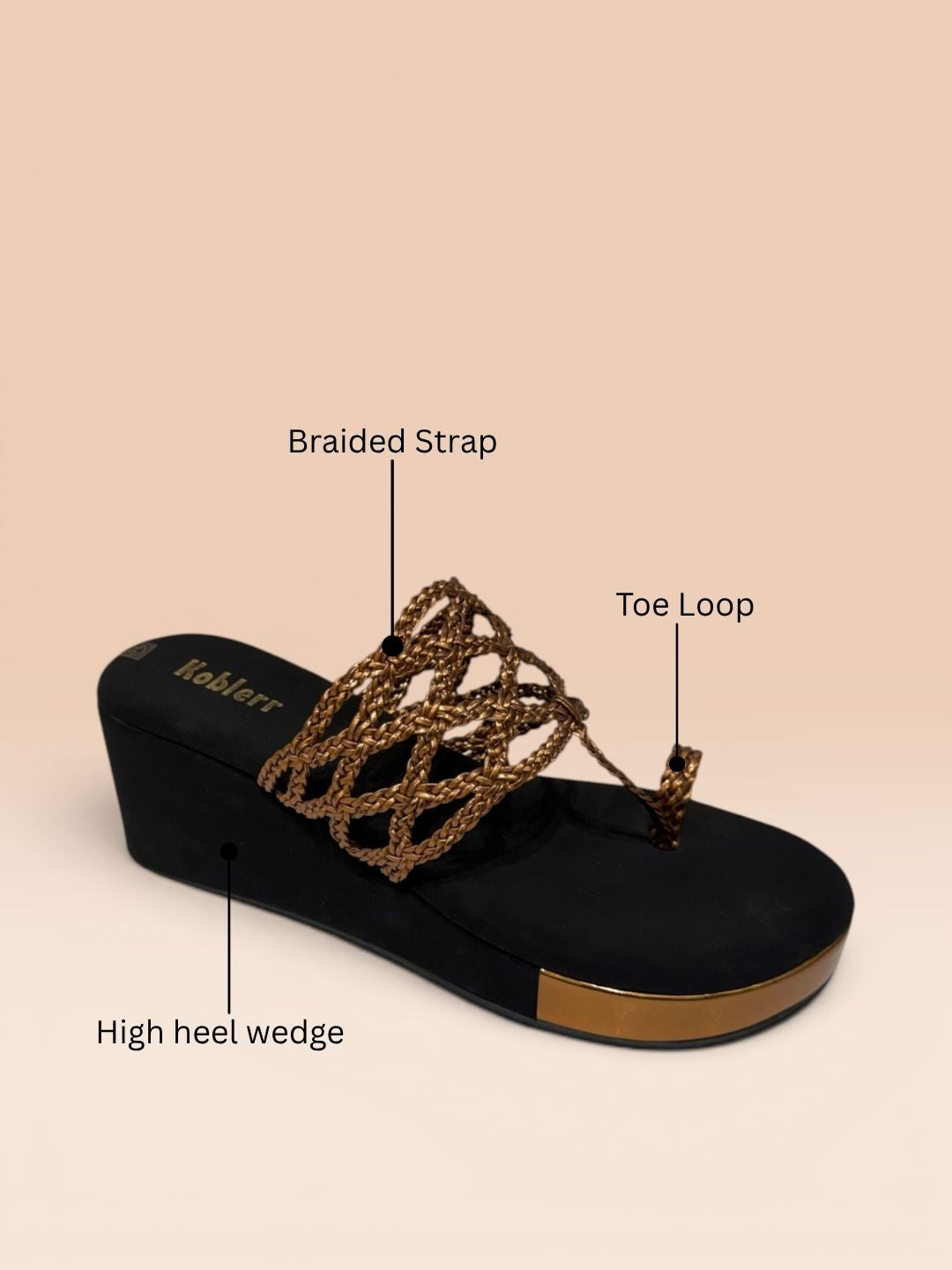 Tan Braided Toe-ring Wedge