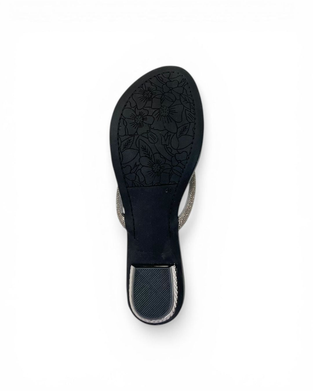 Grey Ethnic Heel Sandals