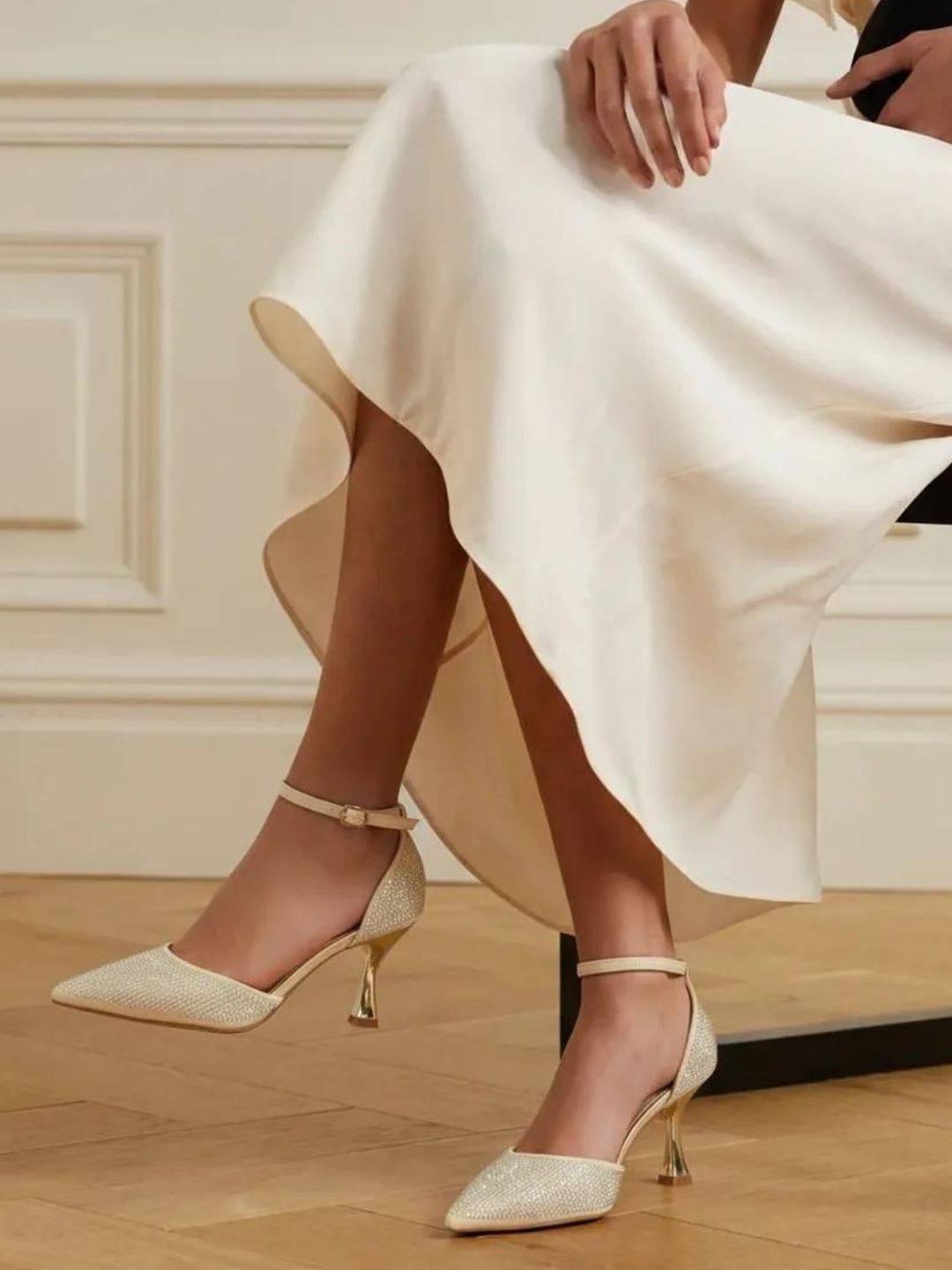 Gold Embellished Party Heels