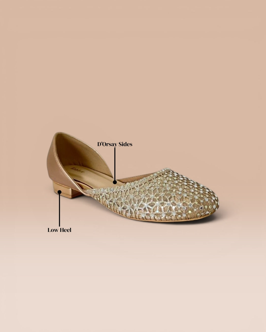 Rose Gold Embellished Block Heel Sandals