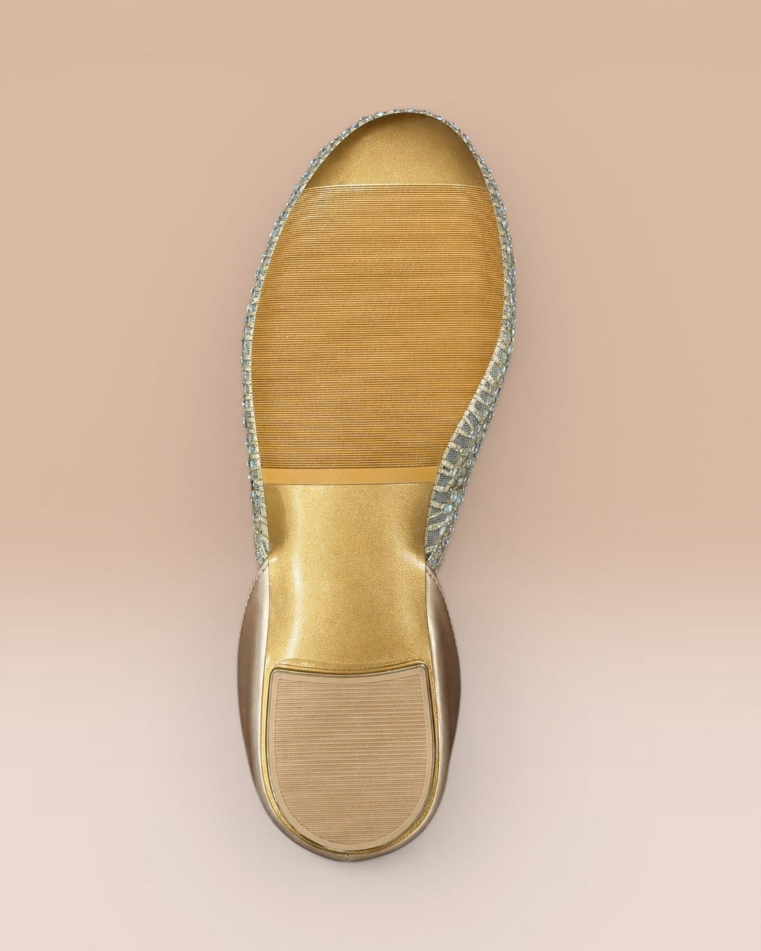 Rose Gold Embellished Block Heel Sandals