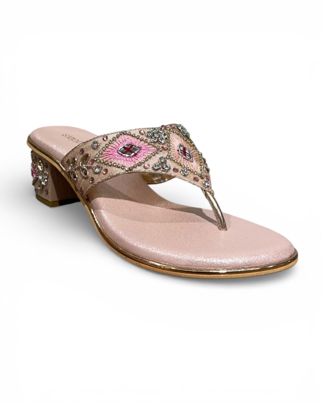 Ethnic Embellished Open Toe Block Heels