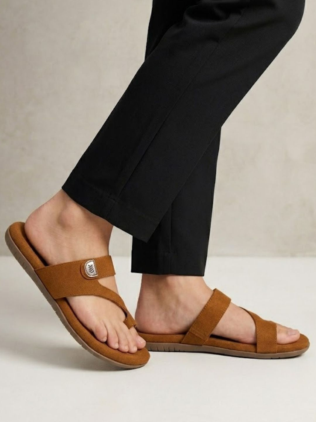 Tan Toe-Loop Sandals
