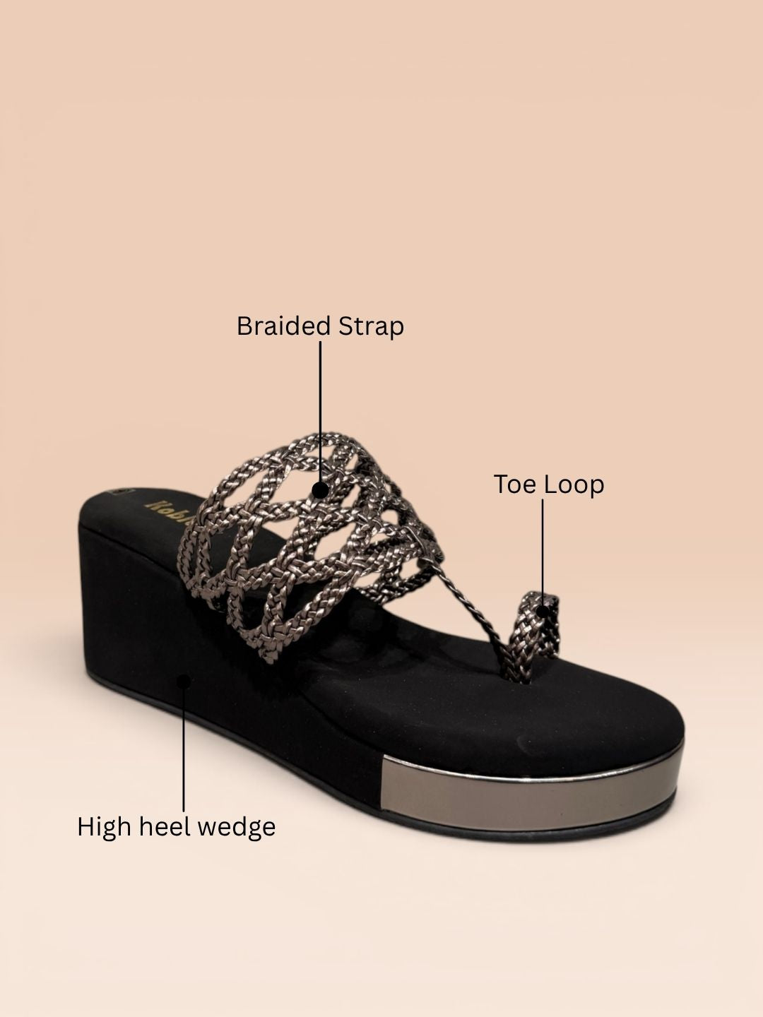 Black Braided Toe-ring Wedge