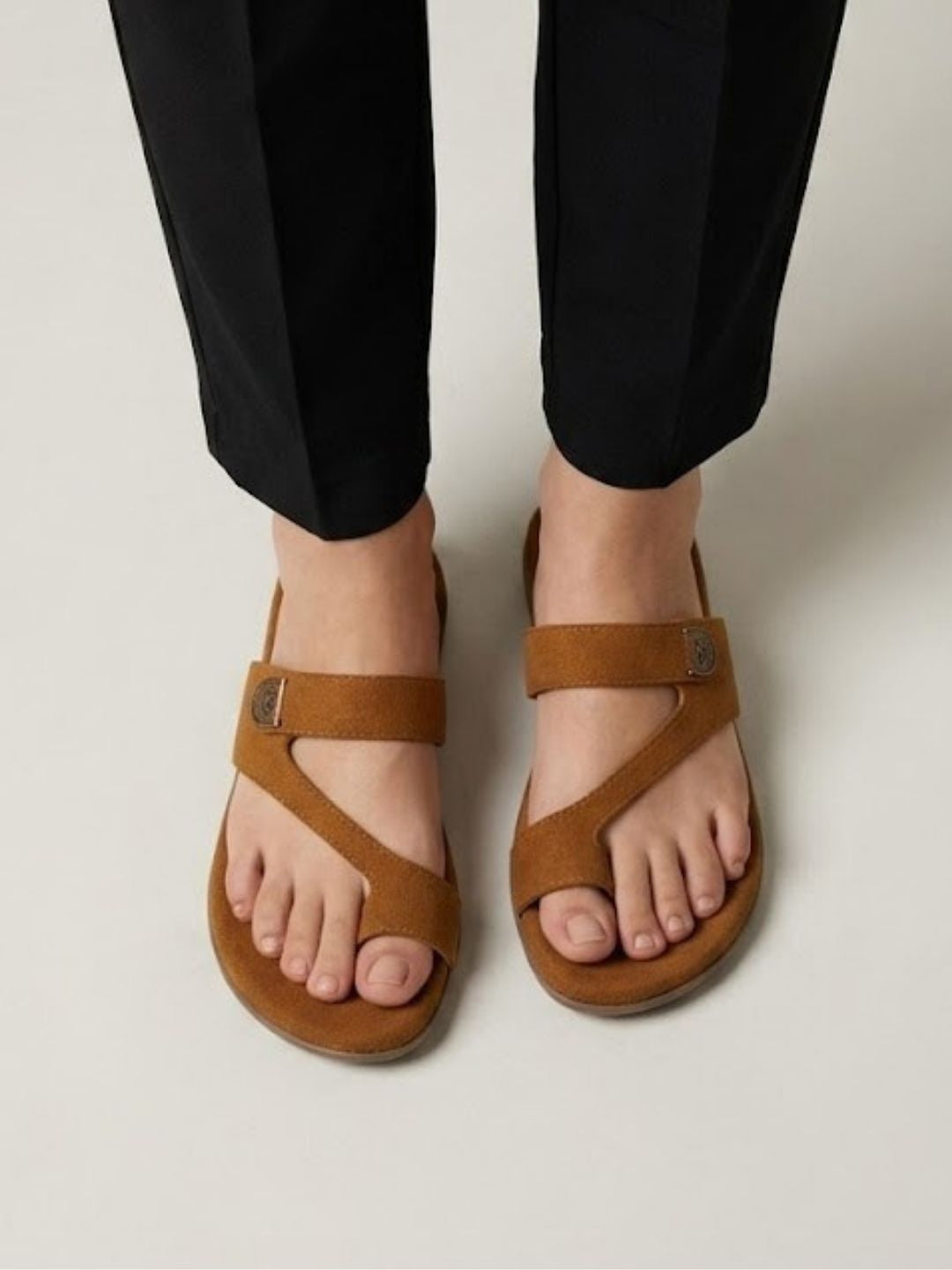 Tan Toe-Loop Sandals