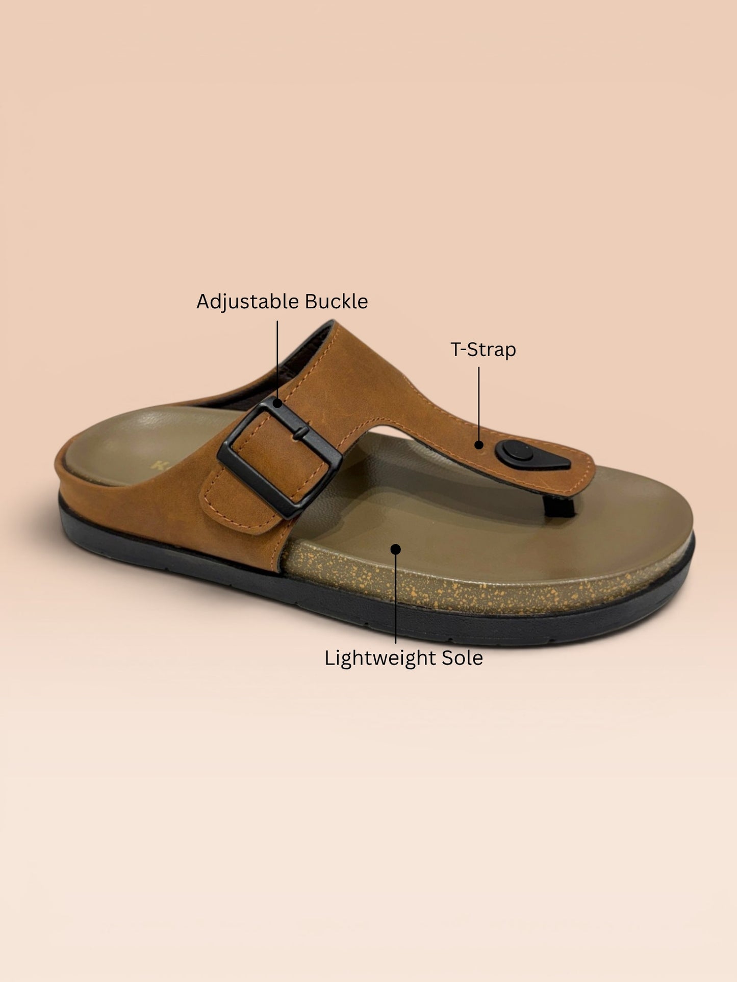 Men T-Strap Buckle Sandals
