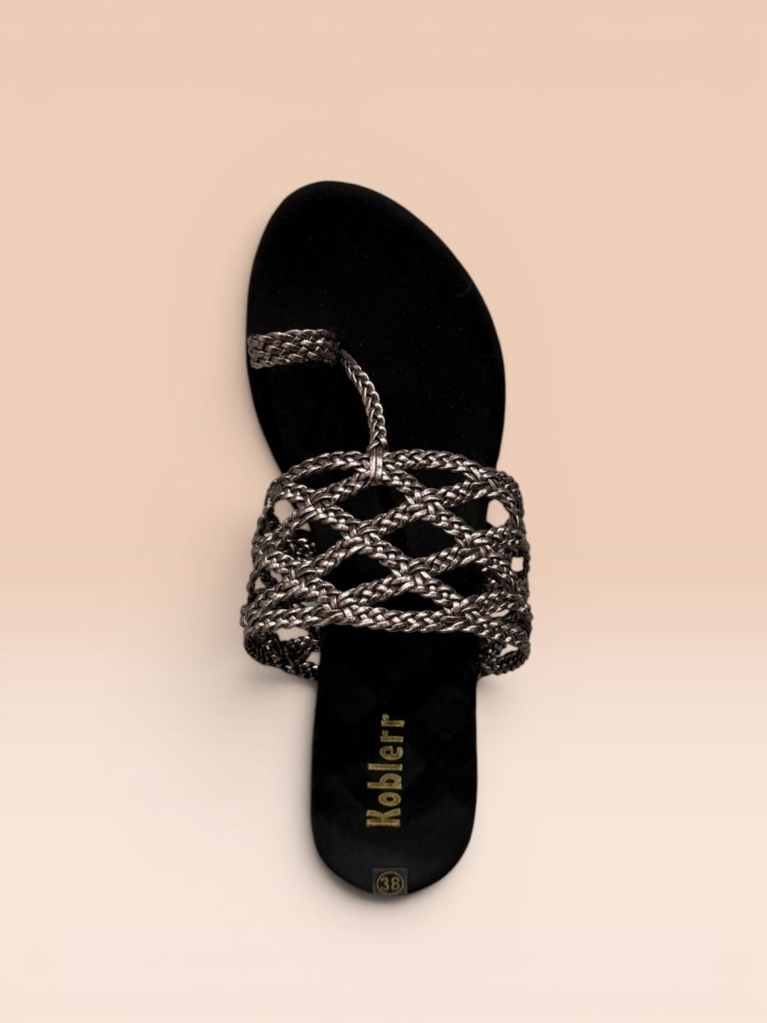 Black Braided Toe-ring Wedge