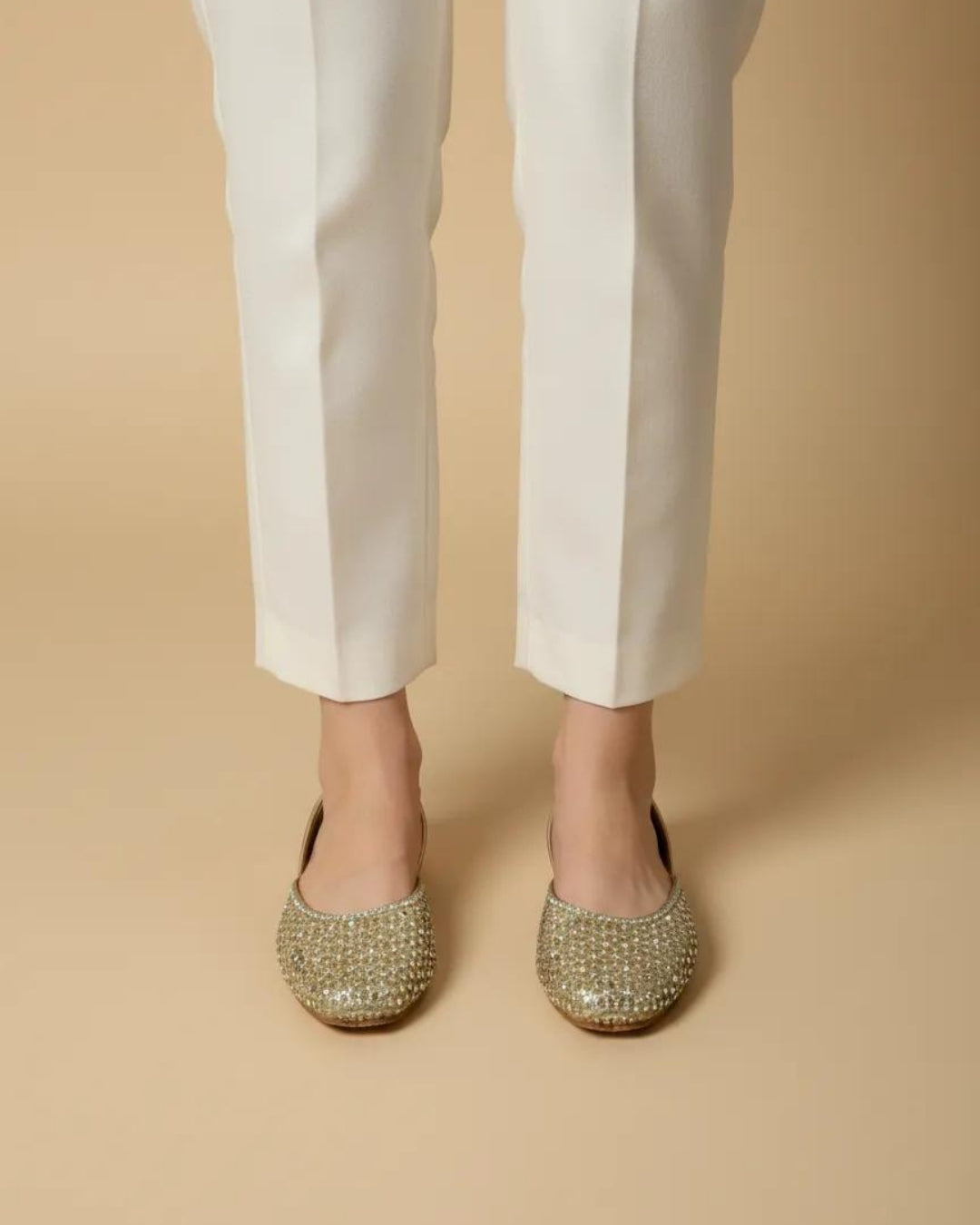 Gold Embellished Block Heel Sandals