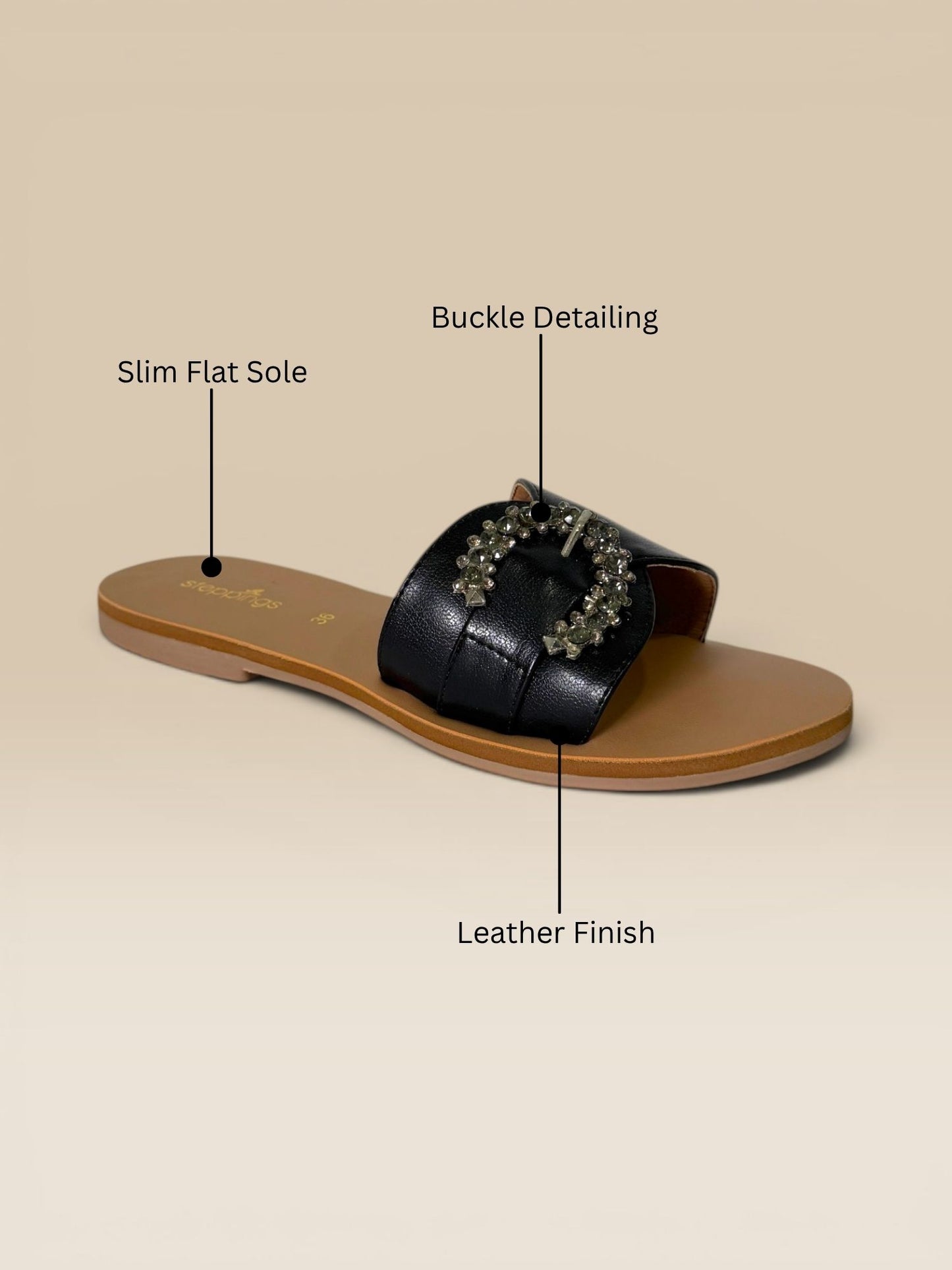 Black Buckle Clip Flats