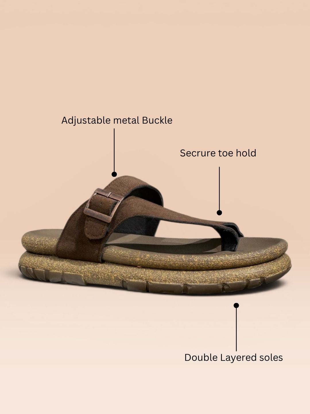 Brown Buckle Detailed Comfort Sandals