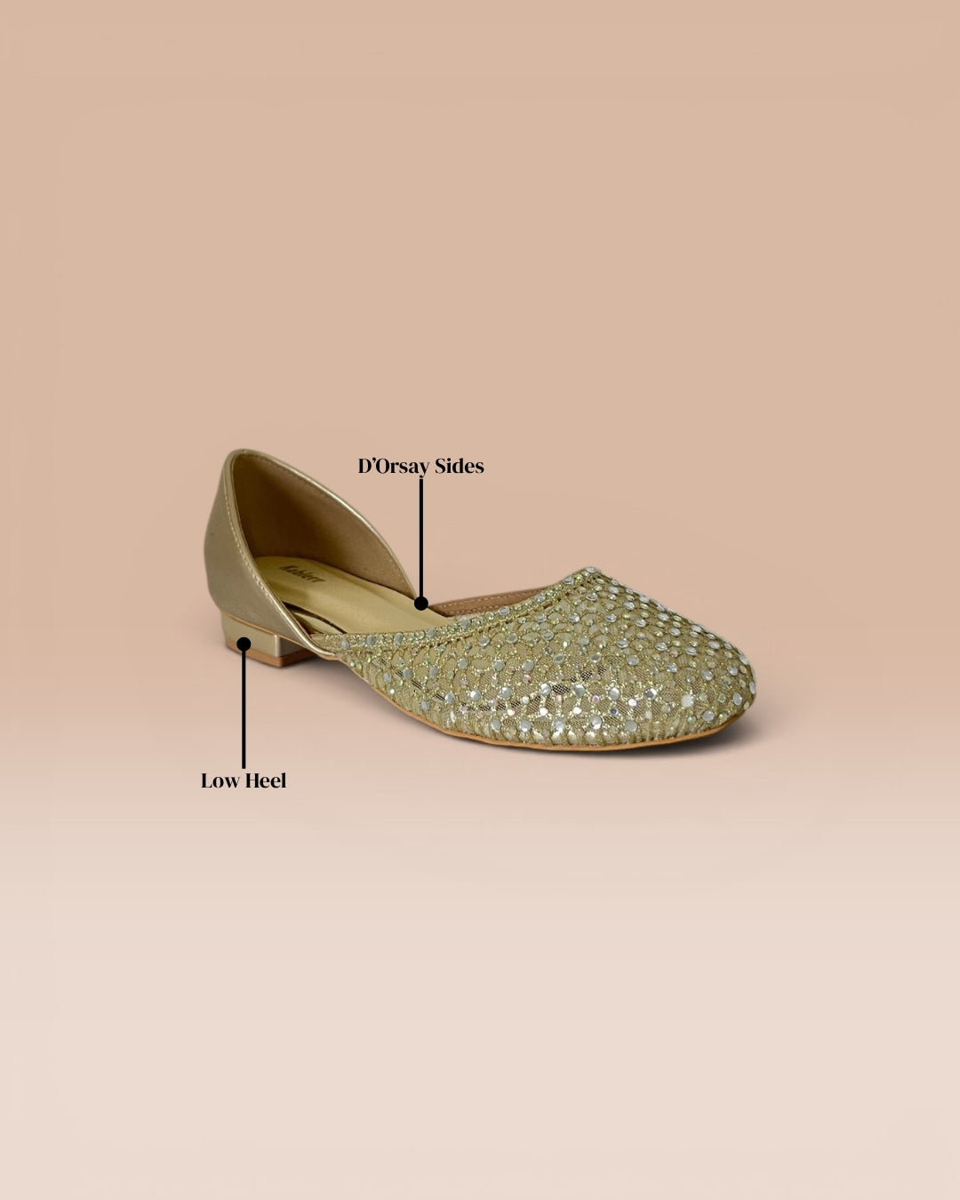 Gold Embellished Block Heel Sandals