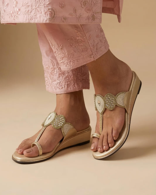 Women's Ethnic Embellished Wedge Sandals
