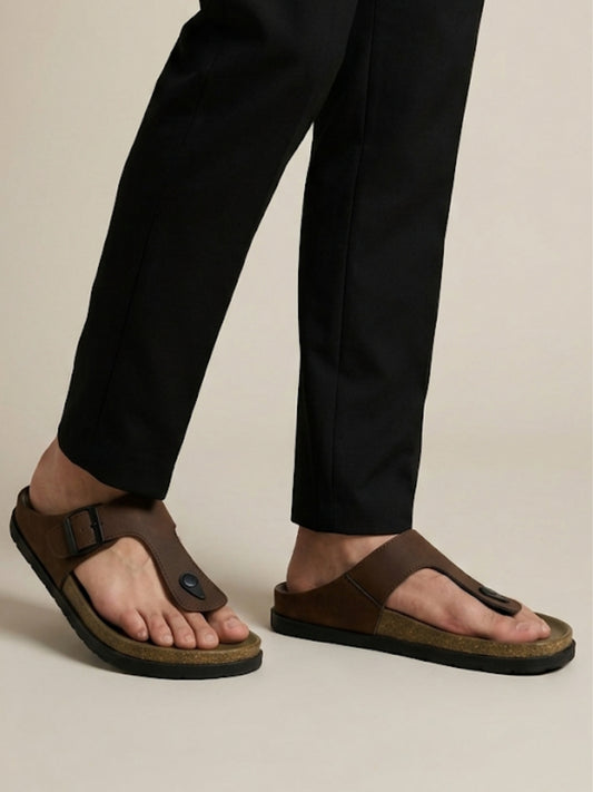 Men T-Strap Buckle Sandals