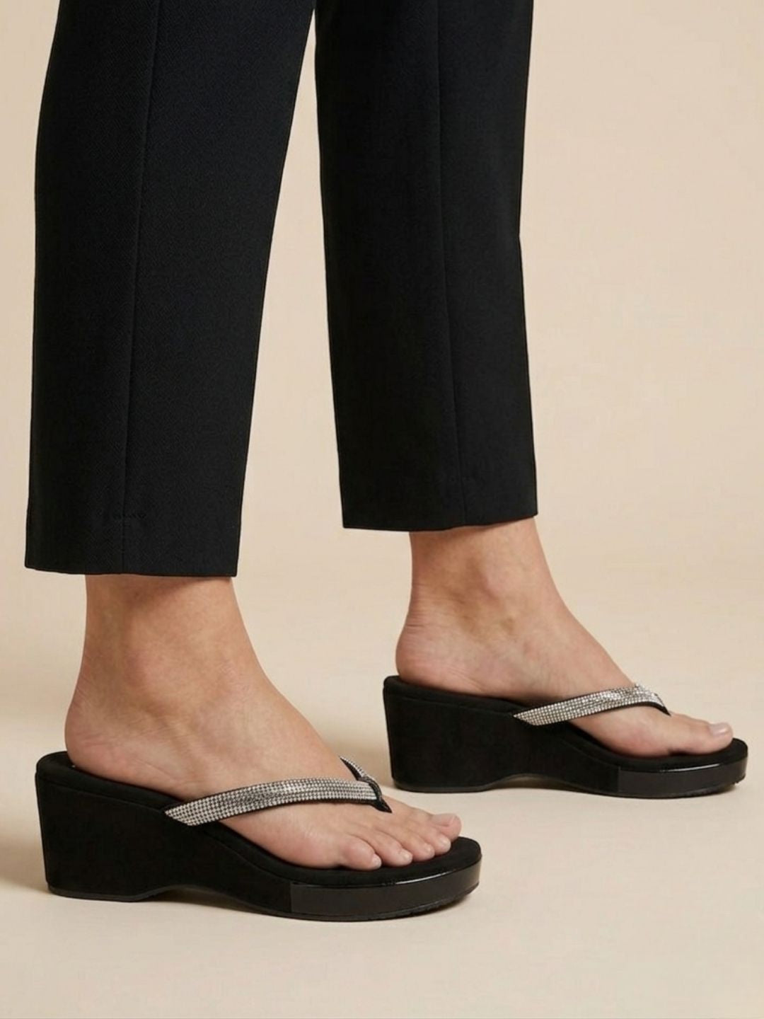 Silver Shimmer Slip-On Wedge