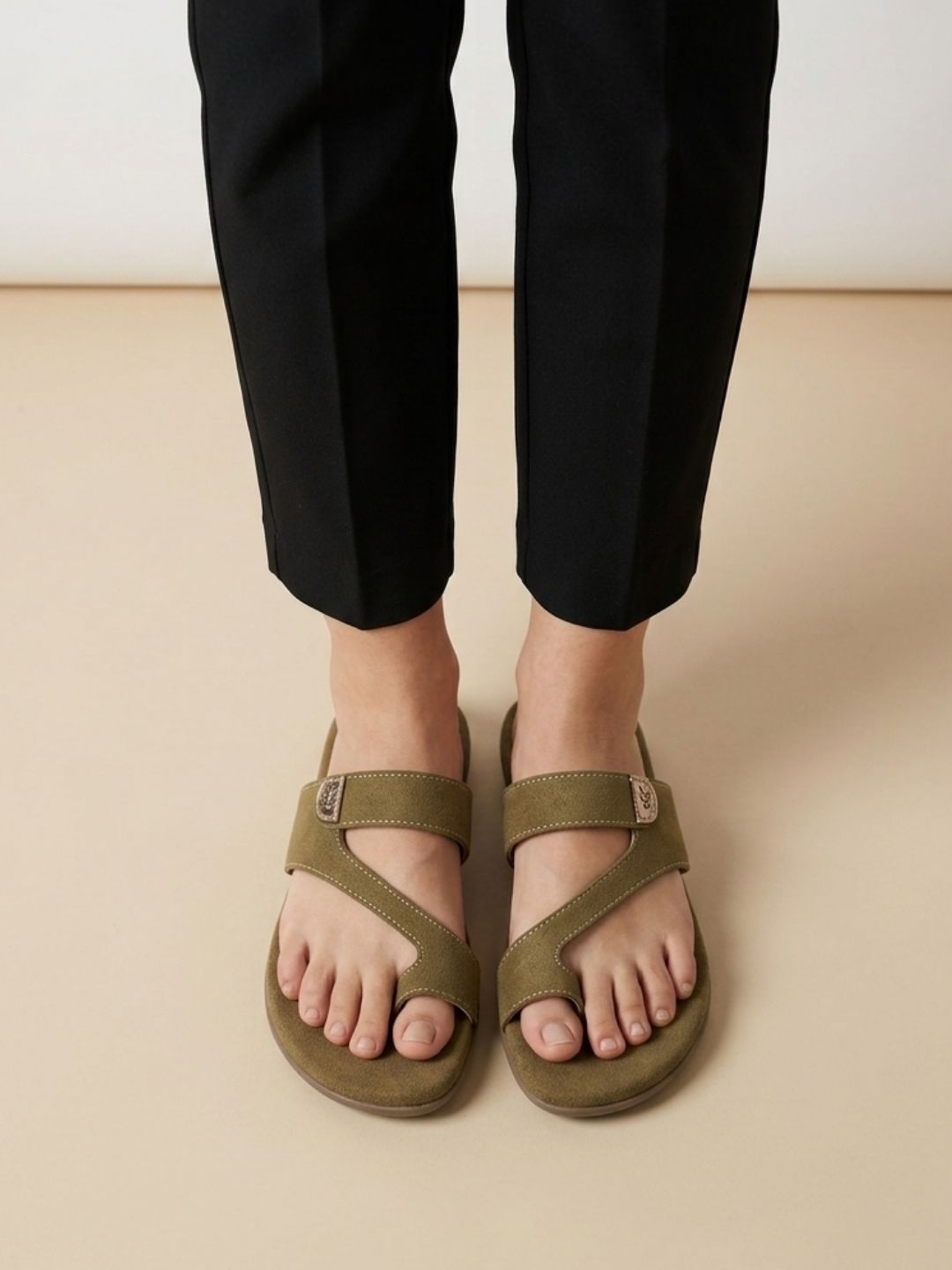 Olive Toe-Loop Sandals
