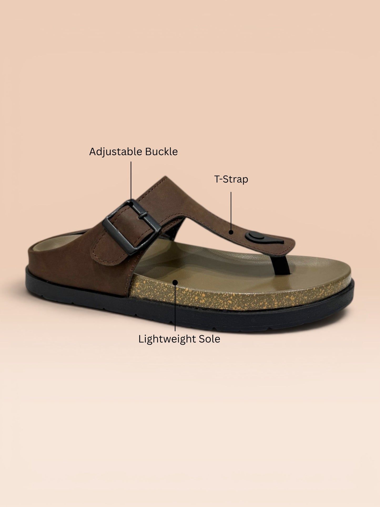 Men T-Strap Buckle Sandals