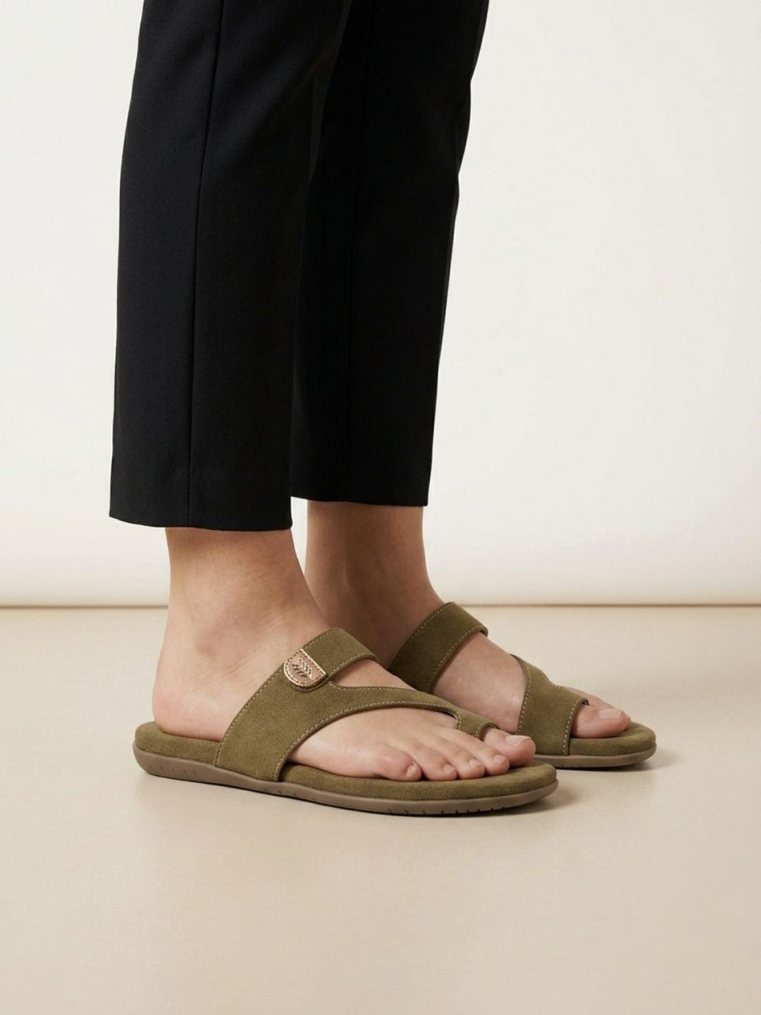 Olive Toe-Loop Sandals