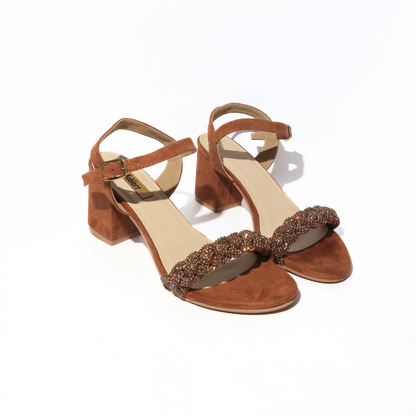 Braided Strap with Stone Embellished Heel